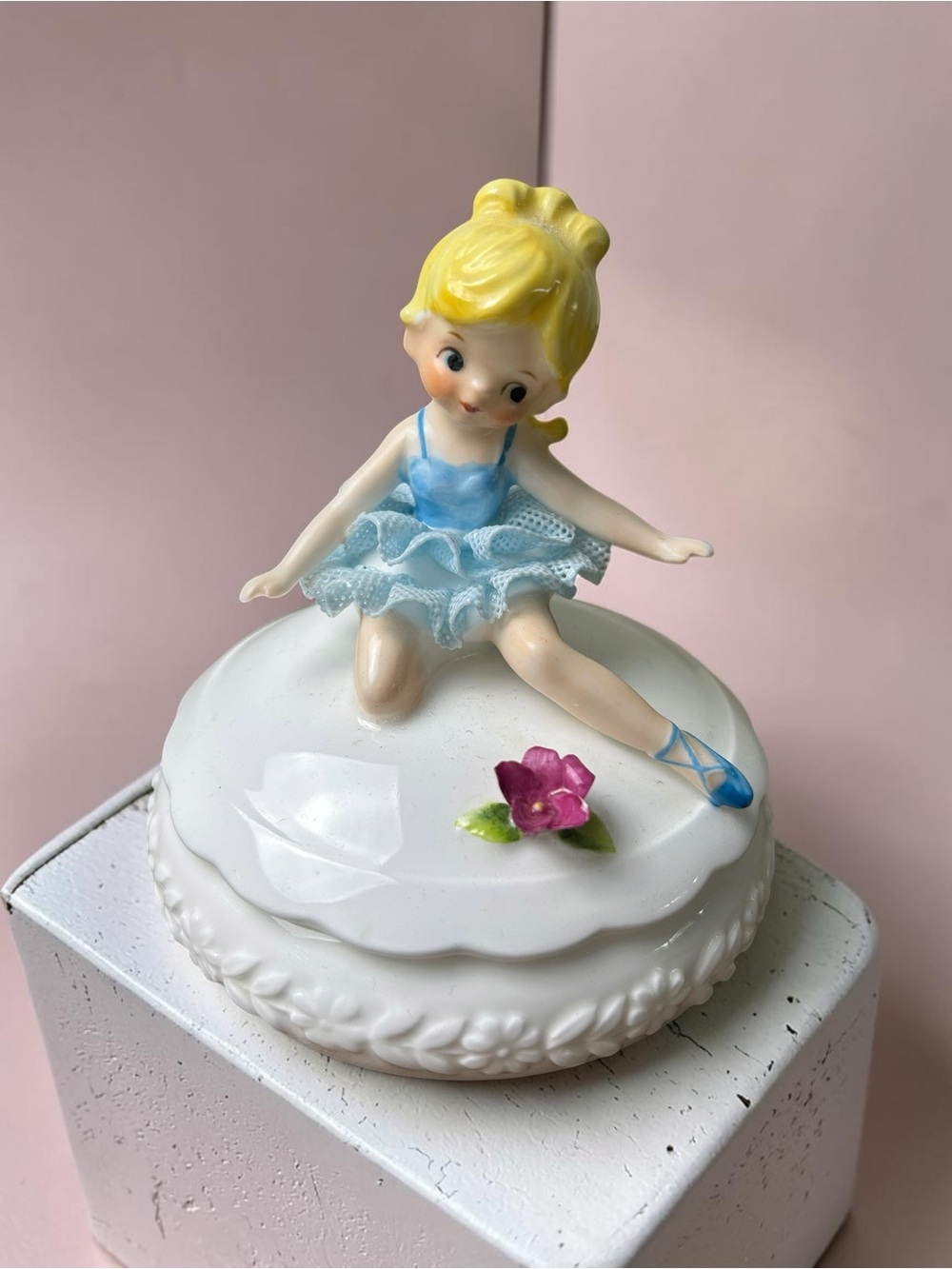Vintage Maruri Masterpiece Bone China Ballerina Trinket Box